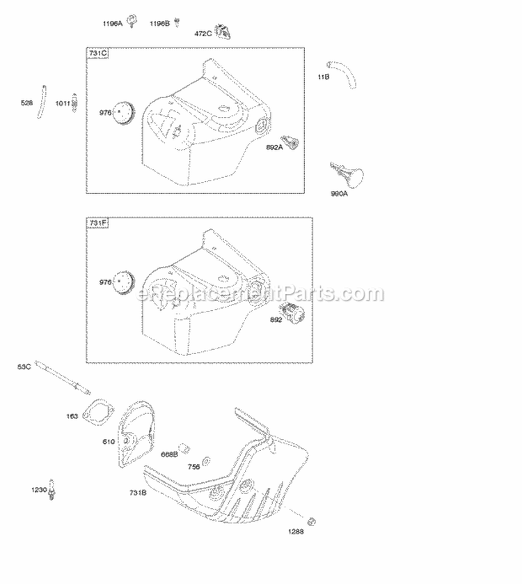 Blower HousingShrouds Diagram and Parts List for 21M114-0129-E1  Briggs and Stratton Engine